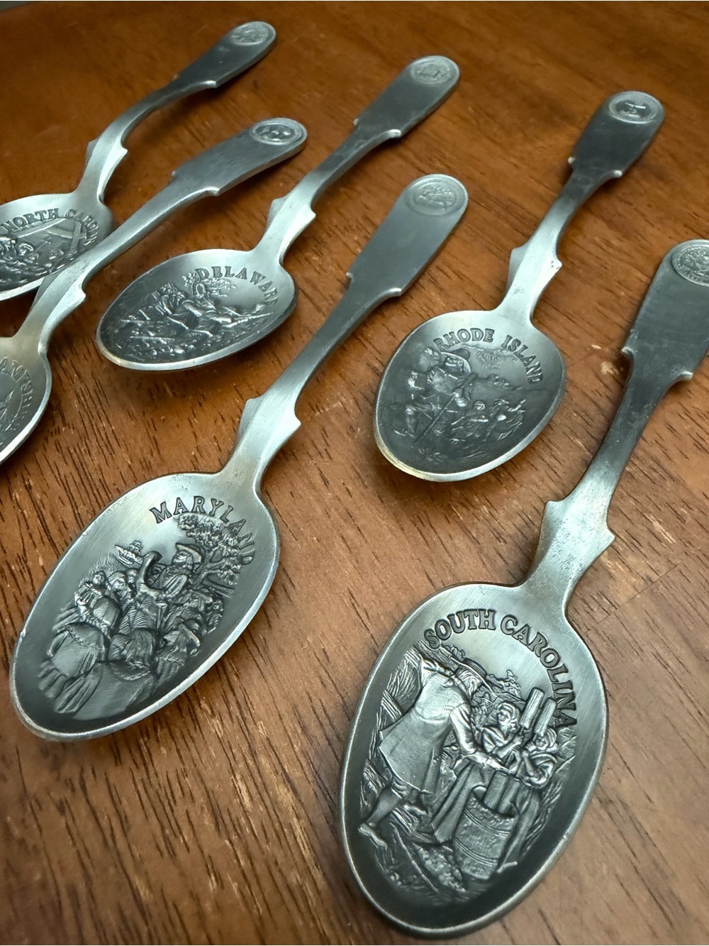 Collectible Pewter State Spoons Set - Silver Finish
